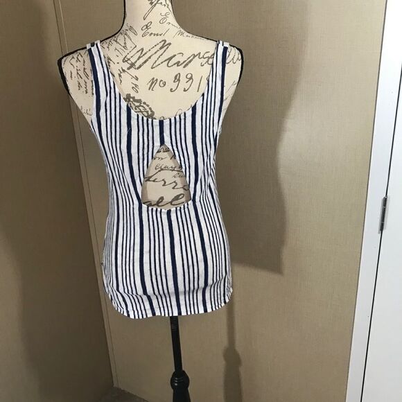 Chaser small sleeveless tank top striped blue/ - Picture 6 of 14
